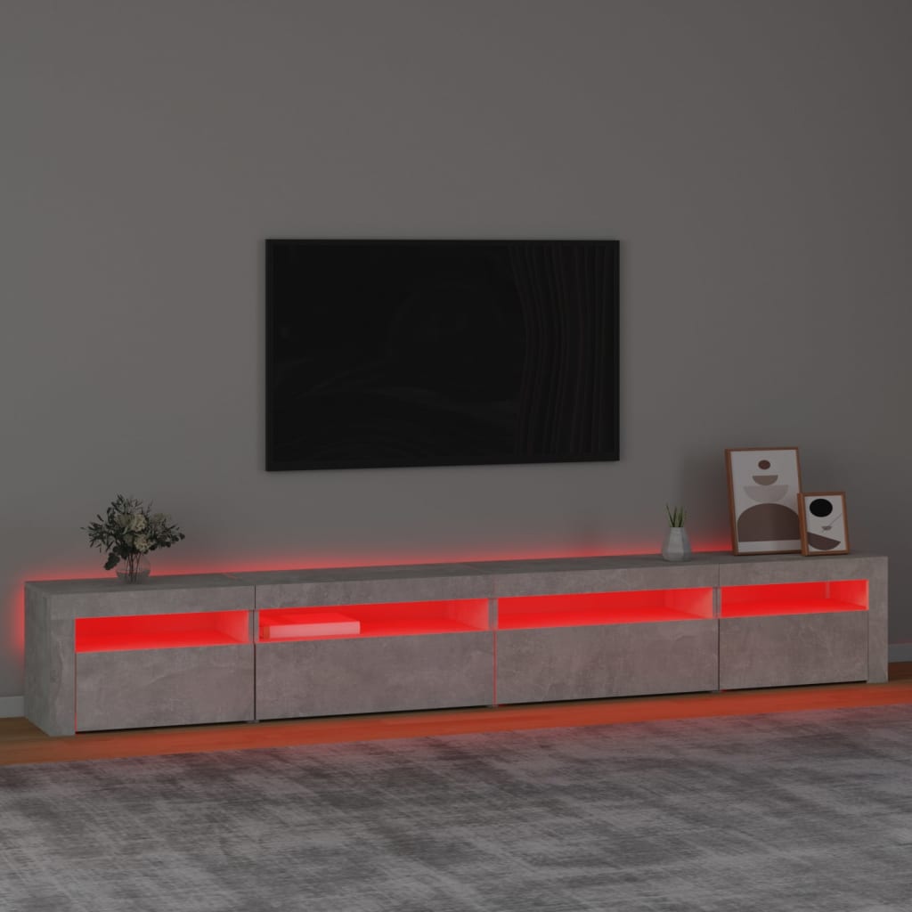 Mobile Porta TV con Luci LED Grigio Cemento 270x35x40 cm - homemem39