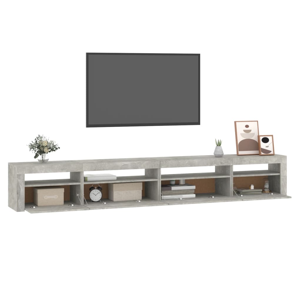 Mobile Porta TV con Luci LED Grigio Cemento 270x35x40 cm - homemem39