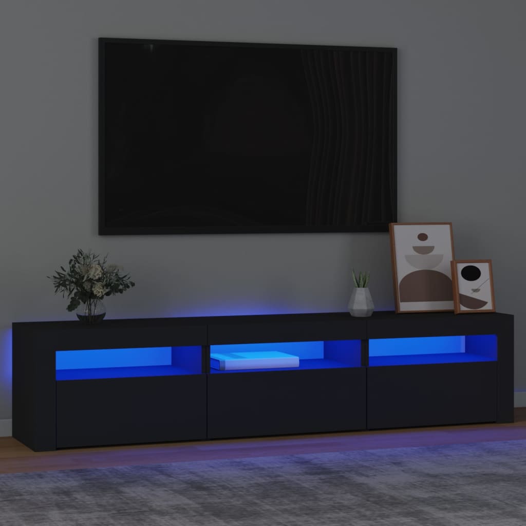 Mobile Porta TV con Luci LED Nero 180x35x40 cm