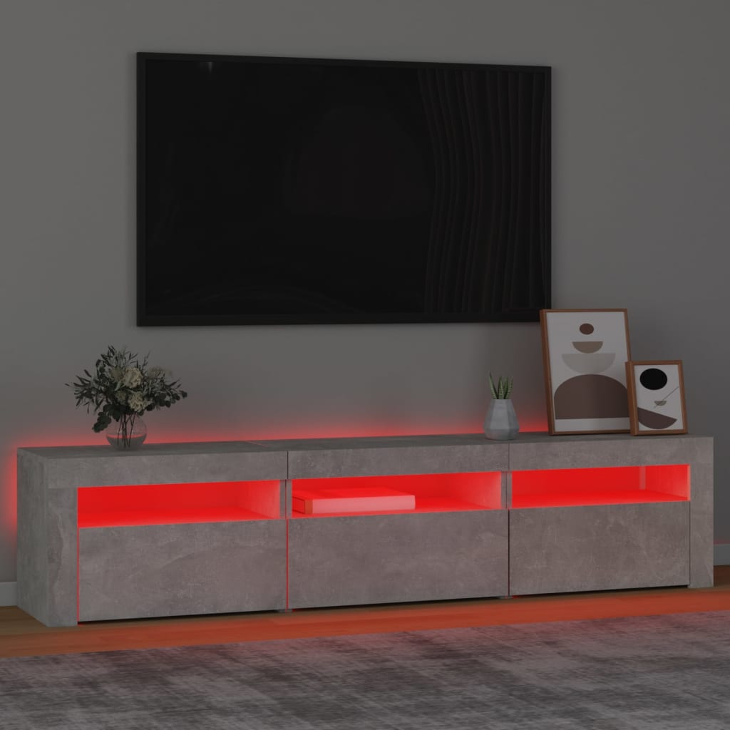 Mobile Porta TV con Luci LED Grigio Cemento 180x35x40 cm - homemem39