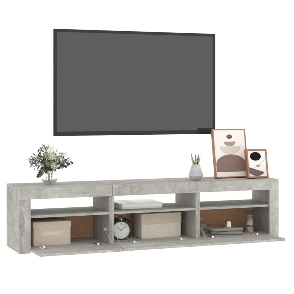 Mobile Porta TV con Luci LED Grigio Cemento 180x35x40 cm - homemem39