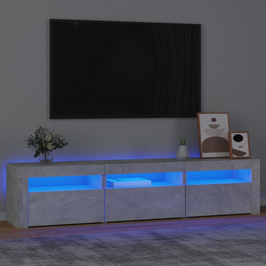 Mobile Porta TV con Luci LED Grigio Cemento 180x35x40 cm - homemem39