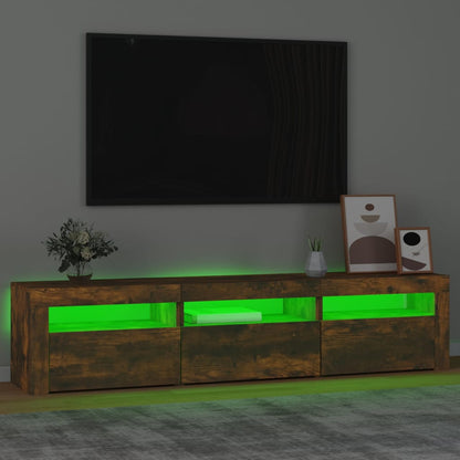 Mobile Porta TV con Luci LED Rovere Fumo 180x35x40 cm