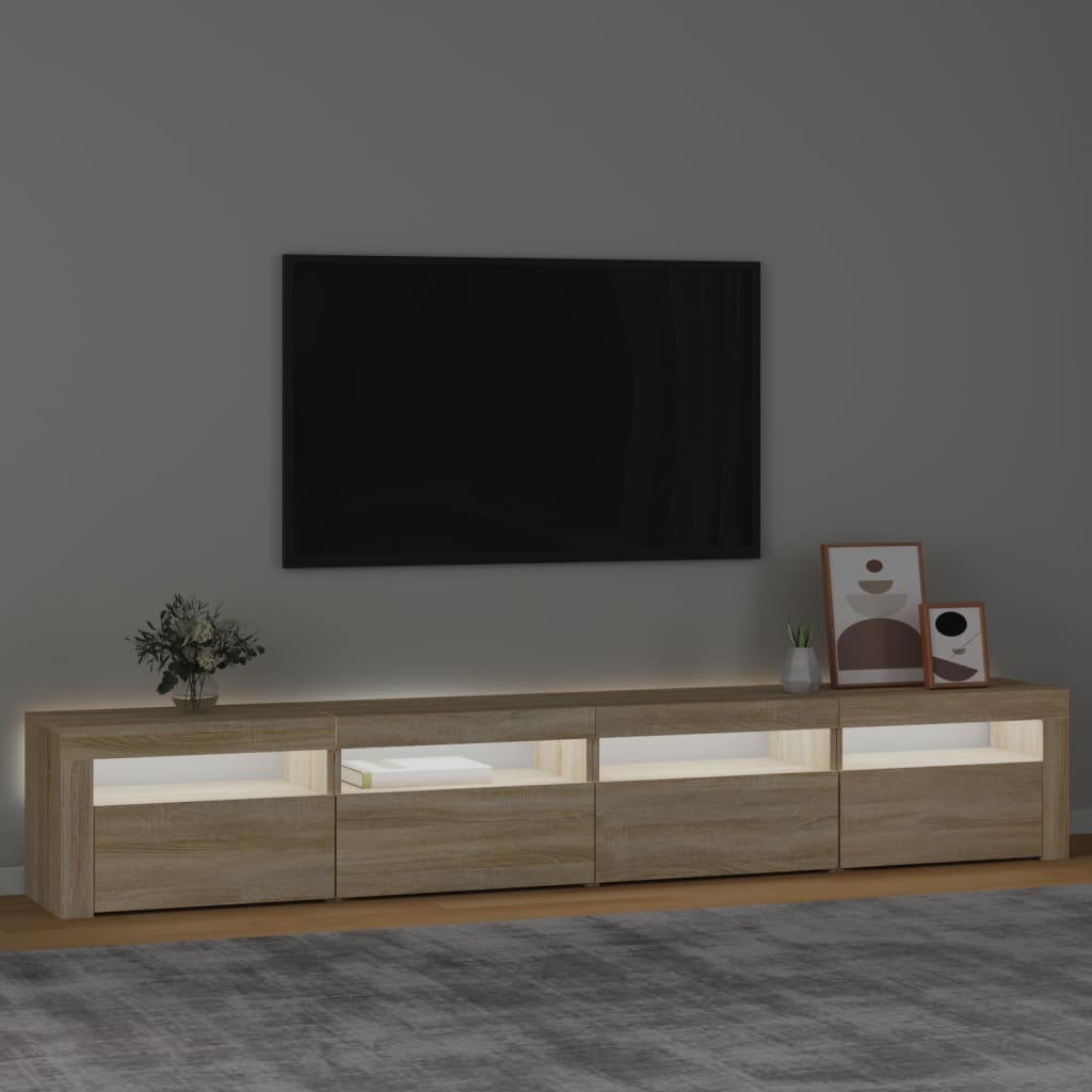 Mobile Porta TV con Luci LED Rovere Sonoma 240x35x40 cm