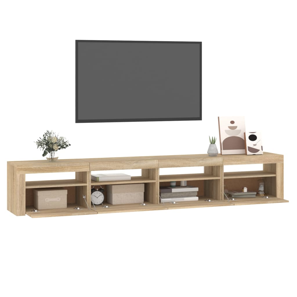 Mobile Porta TV con Luci LED Rovere Sonoma 240x35x40 cm