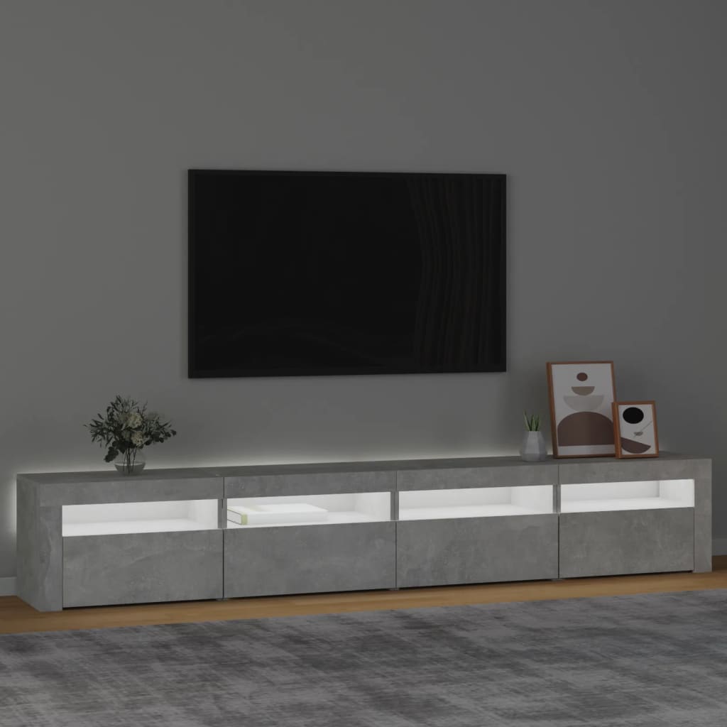 Mobile Porta TV con Luci LED Grigio Cemento 240x35x40 cm - homemem39