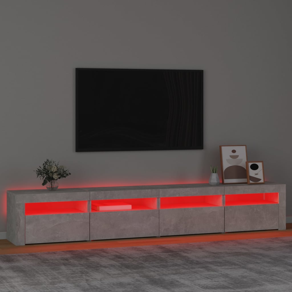 Mobile Porta TV con Luci LED Grigio Cemento 240x35x40 cm