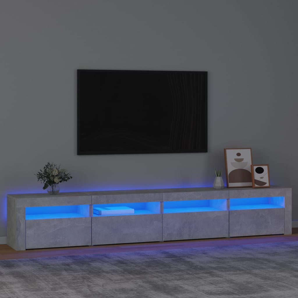 Mobile Porta TV con Luci LED Grigio Cemento 240x35x40 cm - homemem39