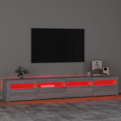 Mobile Porta TV con Luci LED Grigio Sonoma 240x35x40 cm