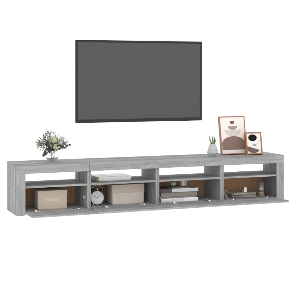Mobile Porta TV con Luci LED Grigio Sonoma 240x35x40 cm - homemem39