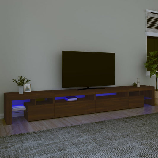 TV Cabinet with LED Lights Brown Oak 290x36.5x40 cm