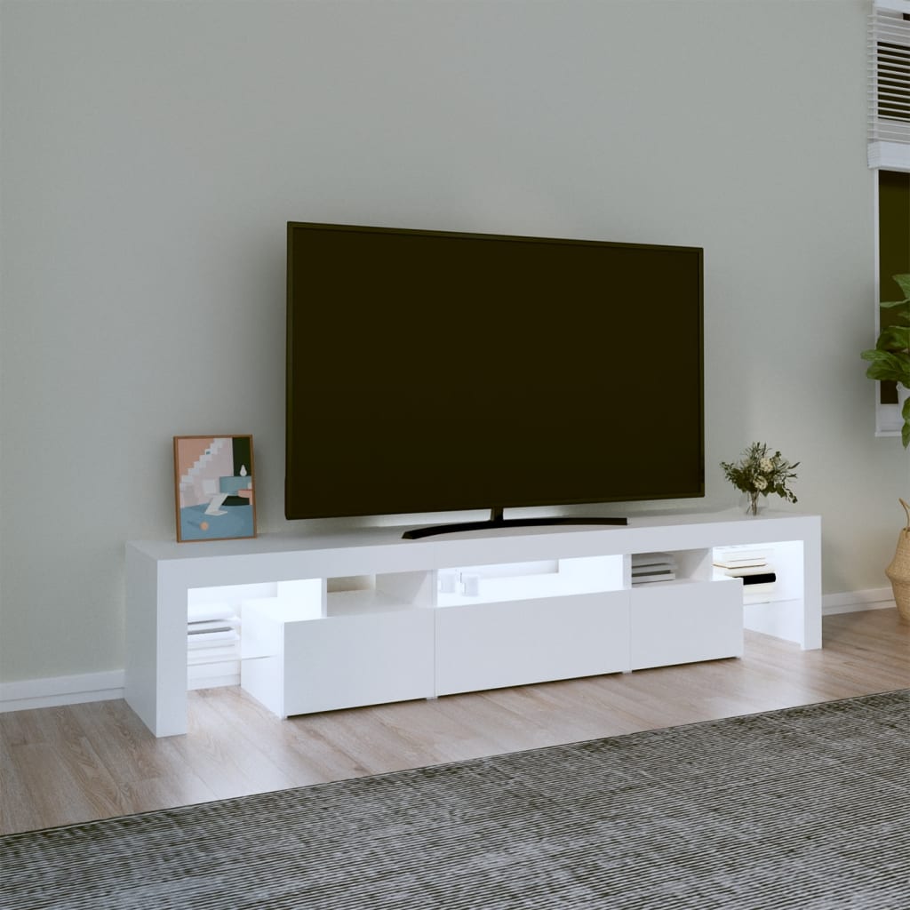 Mobile Porta TV con Luci LED Bianco 200x36,5x40 cm