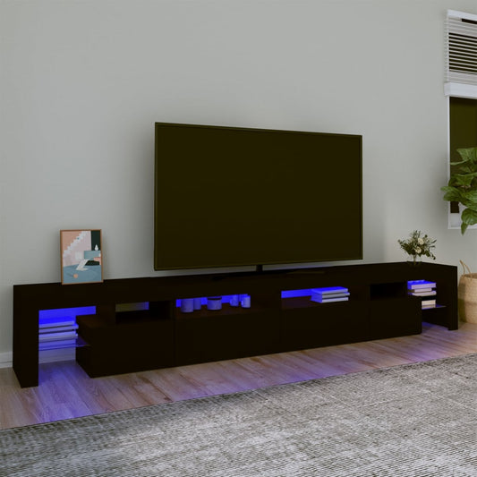 TV-Ständer mit schwarzen LED-Leuchten 260 x 36,5 x 40 cm