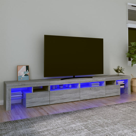 TV-Schrank mit LED-Leuchten in Sonoma-Grau, 260 x 36,5 x 40 cm