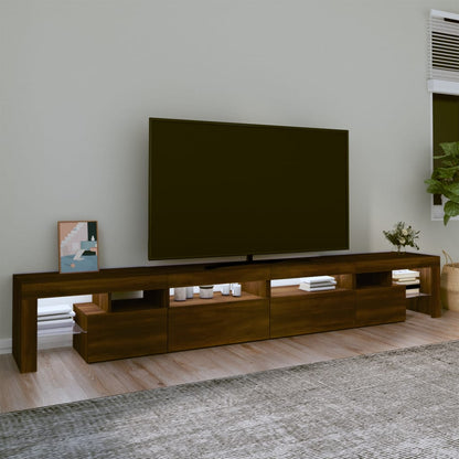 TV Cabinet with LED Lights Brown Oak 260x36.5x40 cm