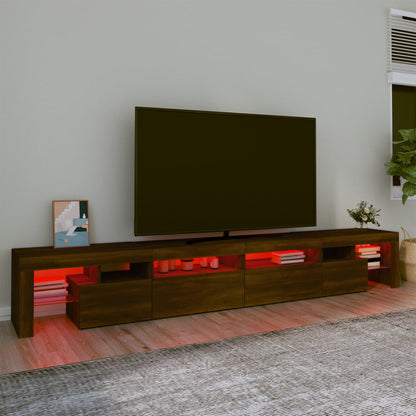 TV Cabinet with LED Lights Brown Oak 260x36.5x40 cm