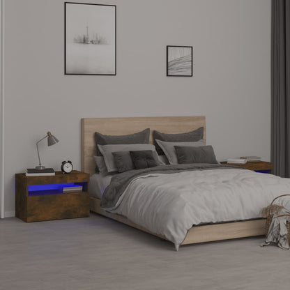 Comodini 2 pz con Luci LED 60x35x40 cm