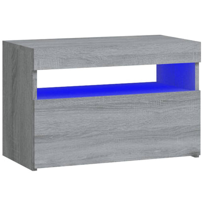 Comodino con Luci LED Grigio Sonoma 60x35x40 cm | homemem39
