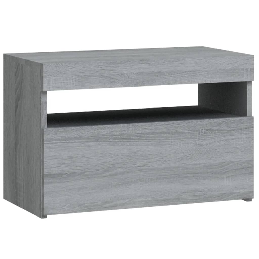 Comodino con Luci LED Grigio Sonoma 60x35x40 cm | homemem39