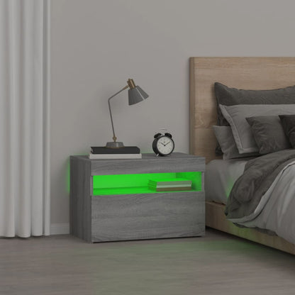 Comodino con Luci LED Grigio Sonoma 60x35x40 cm - homemem39