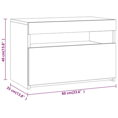 Comodino con Luci LED Grigio Sonoma 60x35x40 cm | homemem39