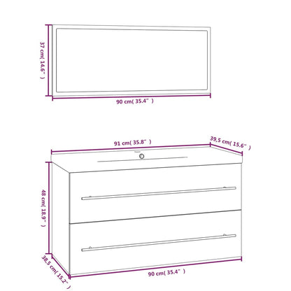 Set Mobili da Bagno 3 pz Grigio Cemento | homemem39