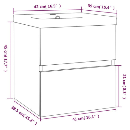 Mobile Bagno e Lavabo Integrato Grigio Sonoma Legno Multistrato
