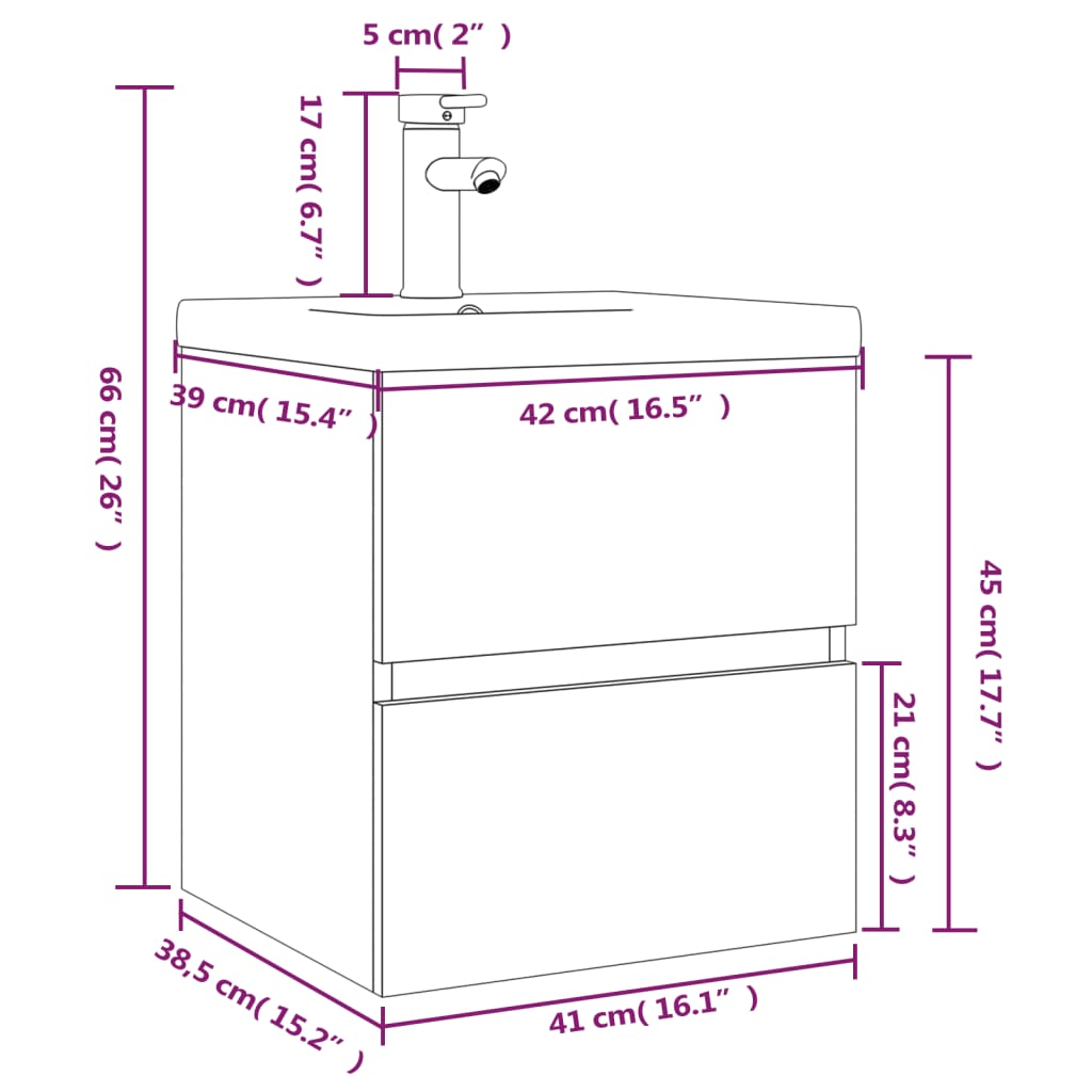 Mobile Bagno con Lavabo Integrato Rovere Fumo Legno Multistrato | homemem39