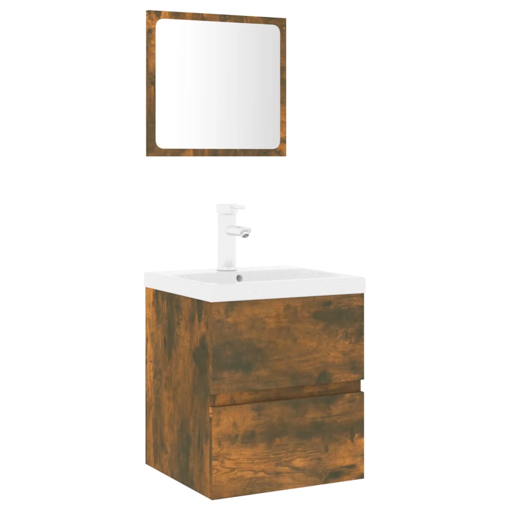 Set di Mobili da Bagno Rovere Fumo in Legno Multistrato | homemem39
