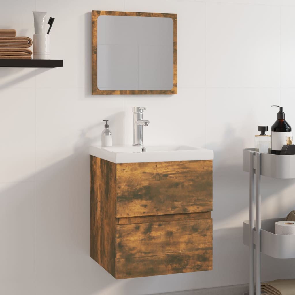 Set di Mobili da Bagno Rovere Fumo in Legno Multistrato | homemem39