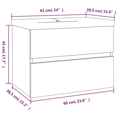 Mobile Bagno con Lavabo Integrato Rovere Fumo Legno Multistrato