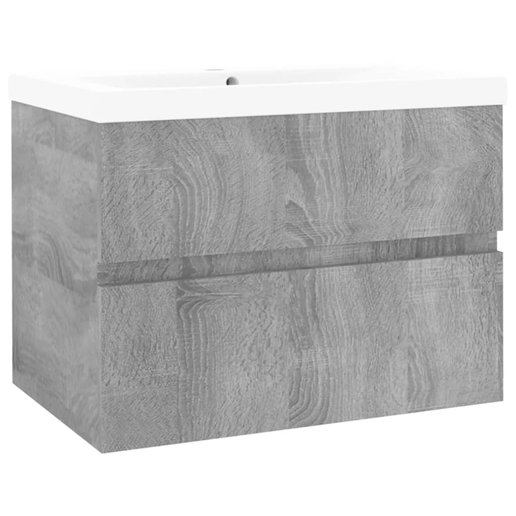 Mobile Bagno e Lavabo Integrato Grigio Sonoma Legno Multistrato | homemem39