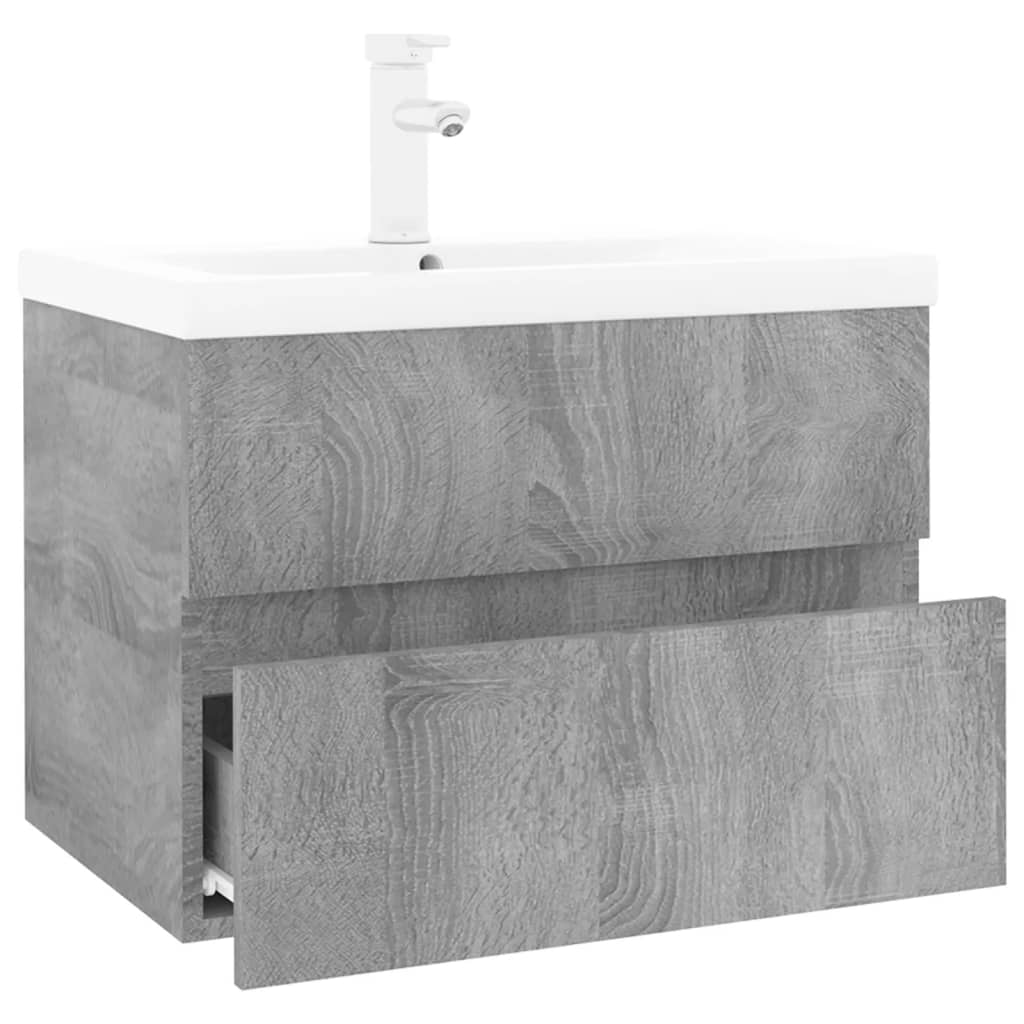 Mobile Bagno e Lavabo Integrato Grigio Sonoma Legno Multistrato | homemem39