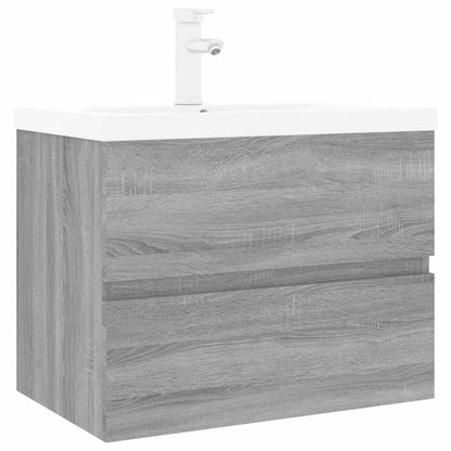 Mobile Bagno e Lavabo Integrato Grigio Sonoma Legno Multistrato | homemem39