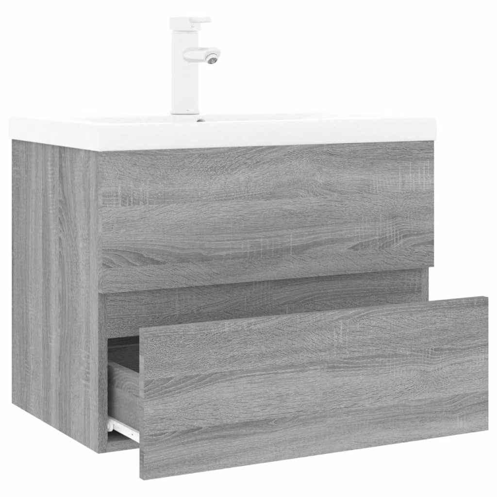 Mobile Bagno e Lavabo Integrato Grigio Sonoma Legno Multistrato | homemem39