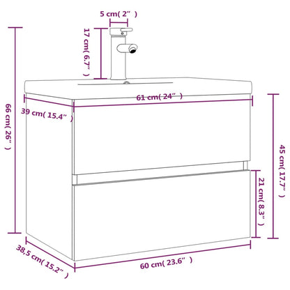Mobile Bagno e Lavabo Integrato Grigio Sonoma Legno Multistrato | homemem39