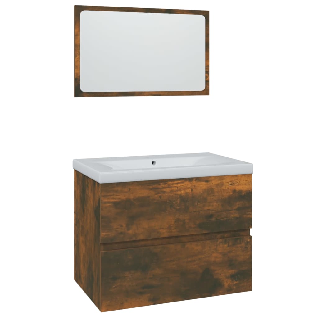 Set di Mobili da Bagno Rovere Fumo in Legno Multistrato | homemem39