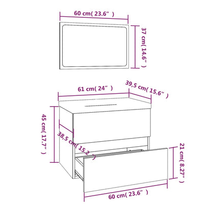 Set di Mobili da Bagno Rovere Fumo in Legno Multistrato | homemem39