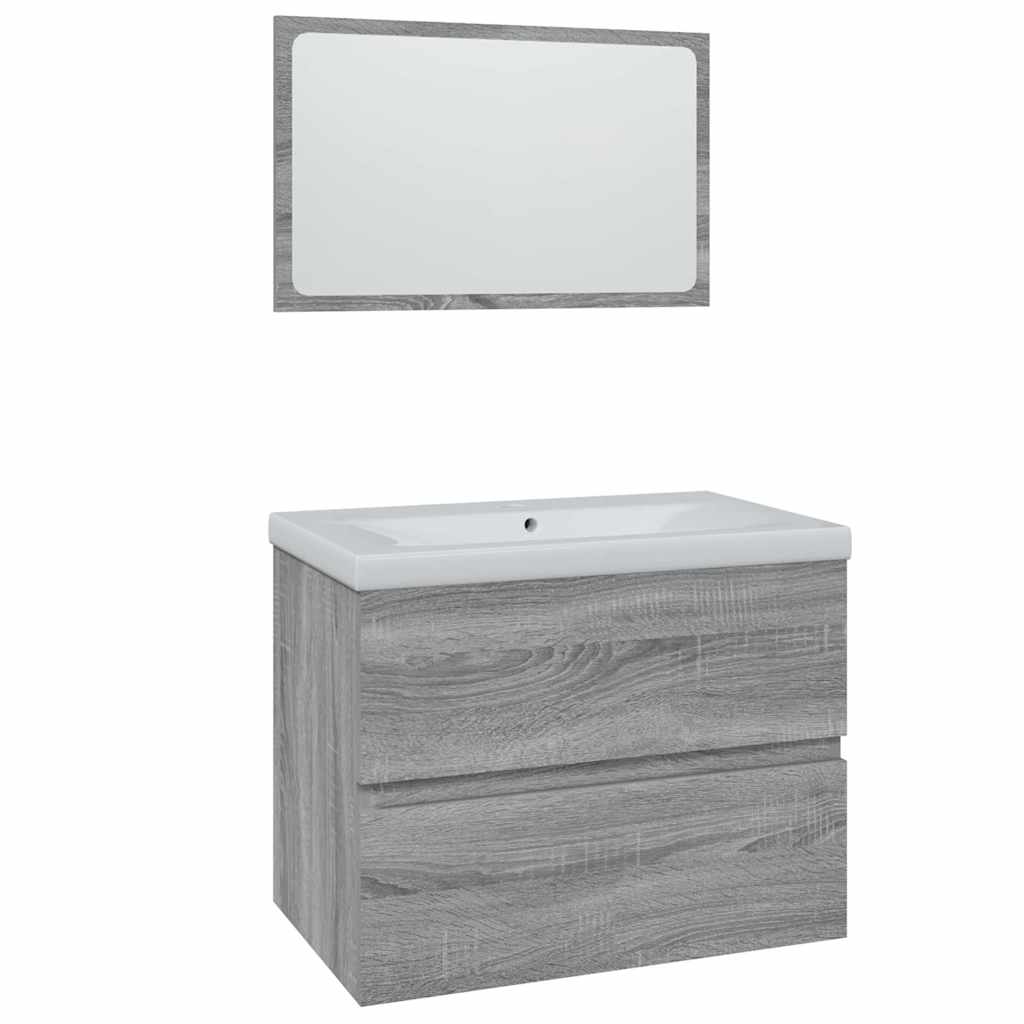 Set di Mobili da Bagno Grigio Sonoma in Legno Multistrato | homemem39