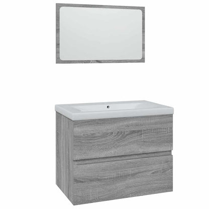 Set di Mobili da Bagno Grigio Sonoma in Legno Multistrato | homemem39