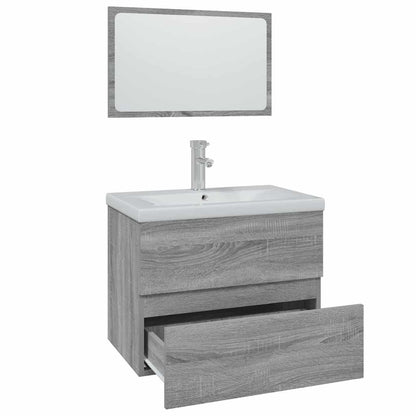 Set di Mobili da Bagno Grigio Sonoma in Legno Multistrato | homemem39