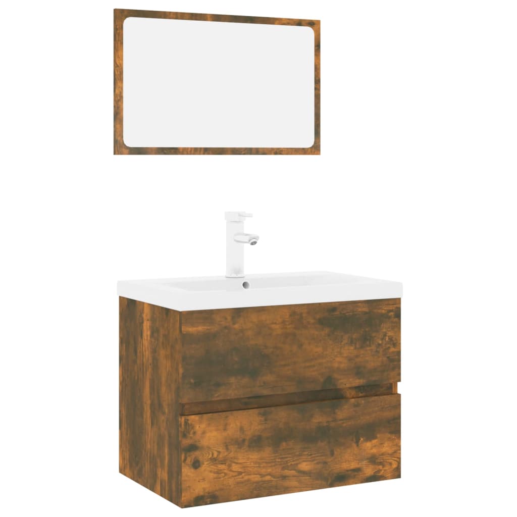 Set di Mobili da Bagno Rovere Fumo in Legno Multistrato | homemem39