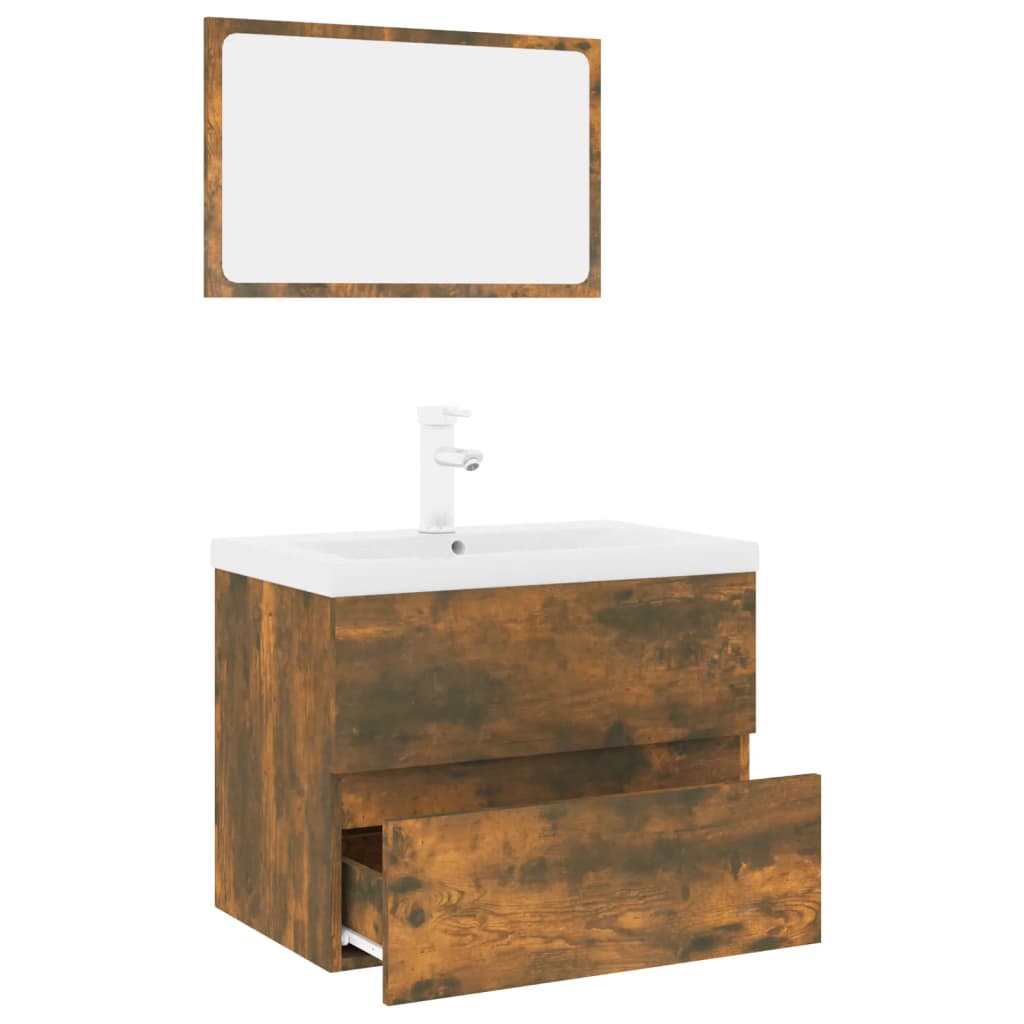 Set di Mobili da Bagno Rovere Fumo in Legno Multistrato | homemem39