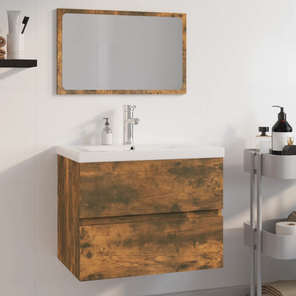 Set di Mobili da Bagno Rovere Fumo in Legno Multistrato | homemem39