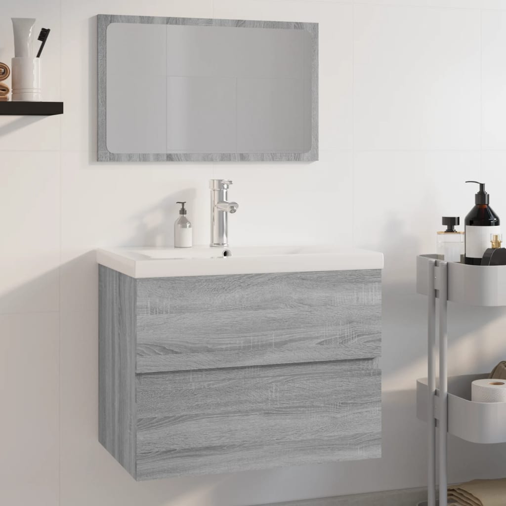Set di Mobili da Bagno Grigio Sonoma in Legno Multistrato | homemem39
