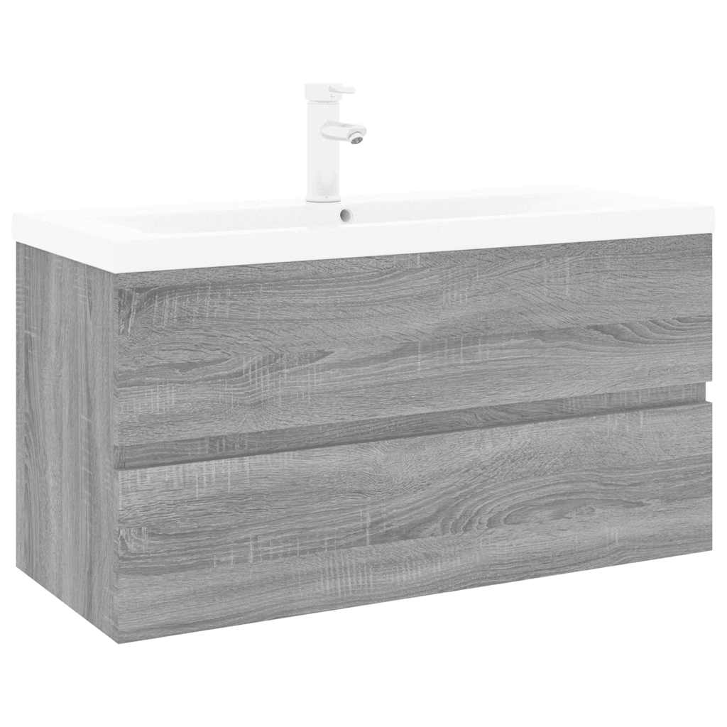 Mobile Bagno e Lavabo Integrato Grigio Sonoma Legno Multistrato