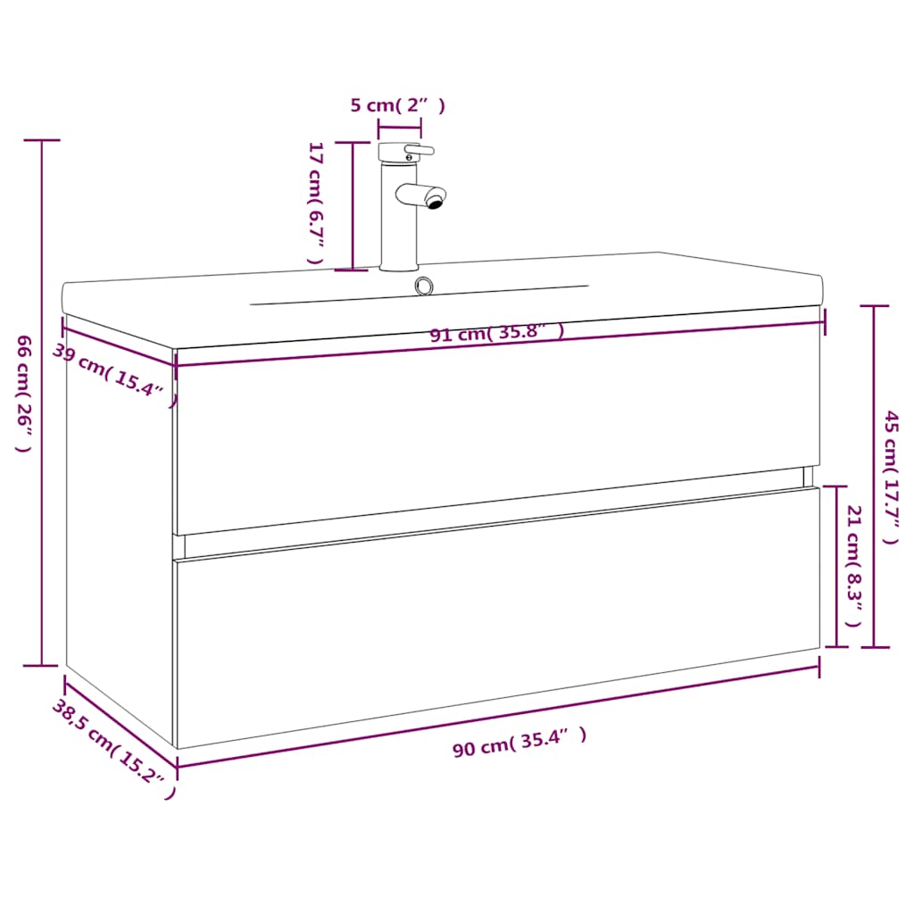 Mobile Bagno e Lavabo Integrato Grigio Sonoma Legno Multistrato