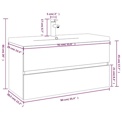 Mobile Bagno e Lavabo Integrato Grigio Sonoma Legno Multistrato
