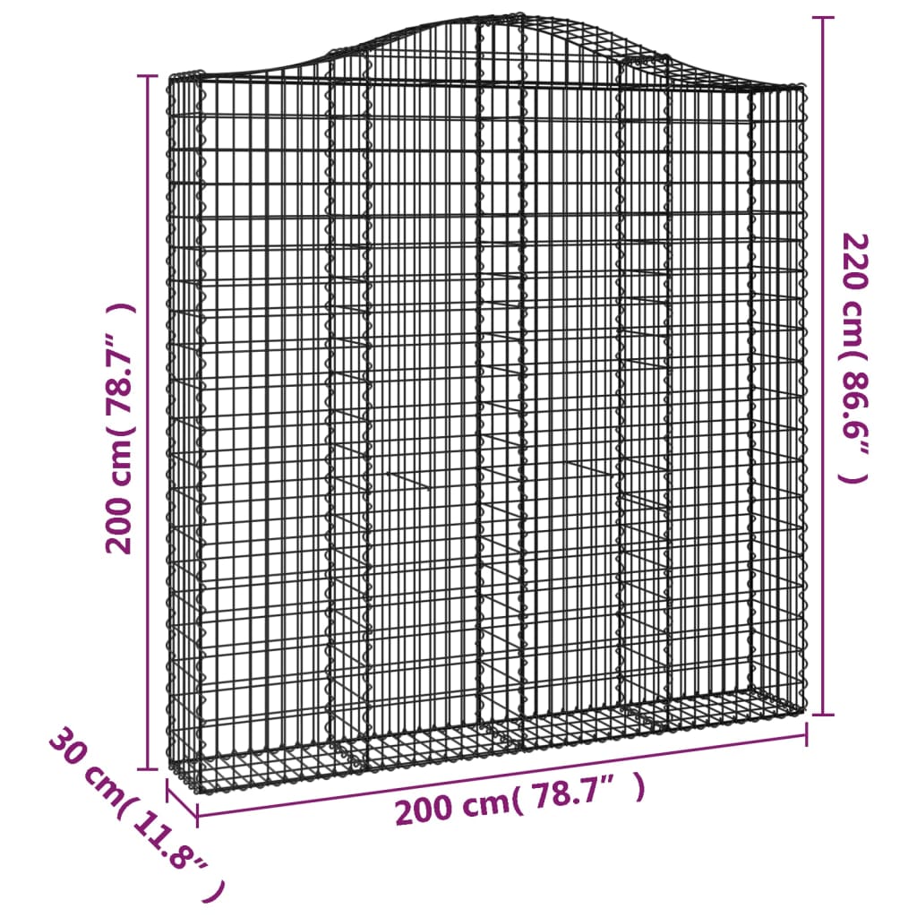 Cesto Gabbione ad Arco 200x30x200/220 cm Ferro Zincato | homemem39