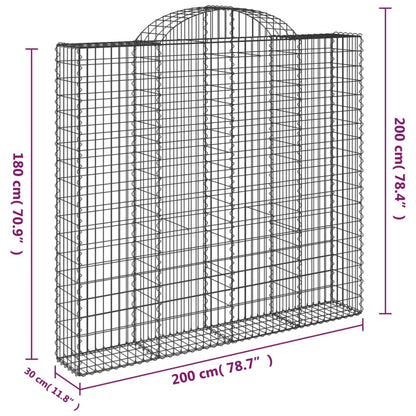 Arched Gabion Basket 200x30x180/200 cm Galvanized Iron